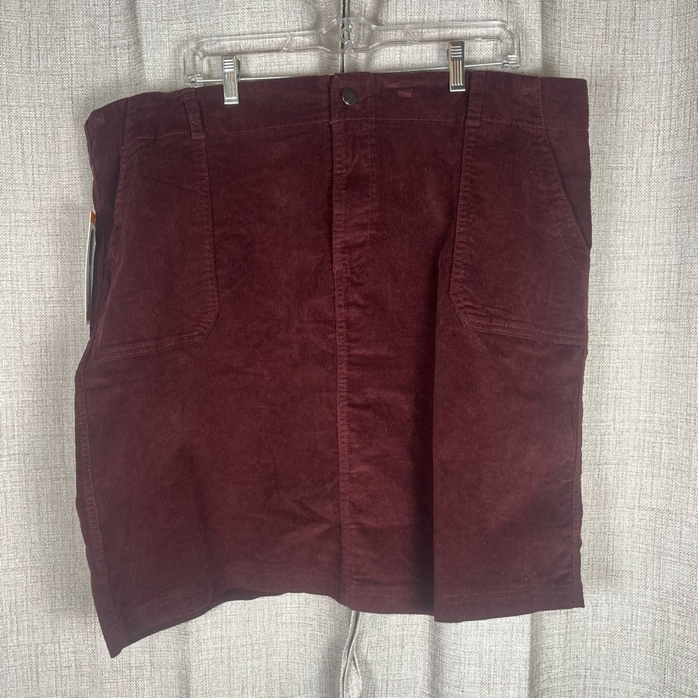 32 Degrees Heat Skirt Womens Corduroy Sz XXL Dark Purple Pockets Cotton NWT - Picture 2 of 4